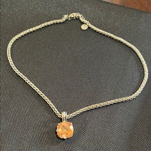 Silver Necklace with tangerine crystal pendant

New.  Not sterling silver.